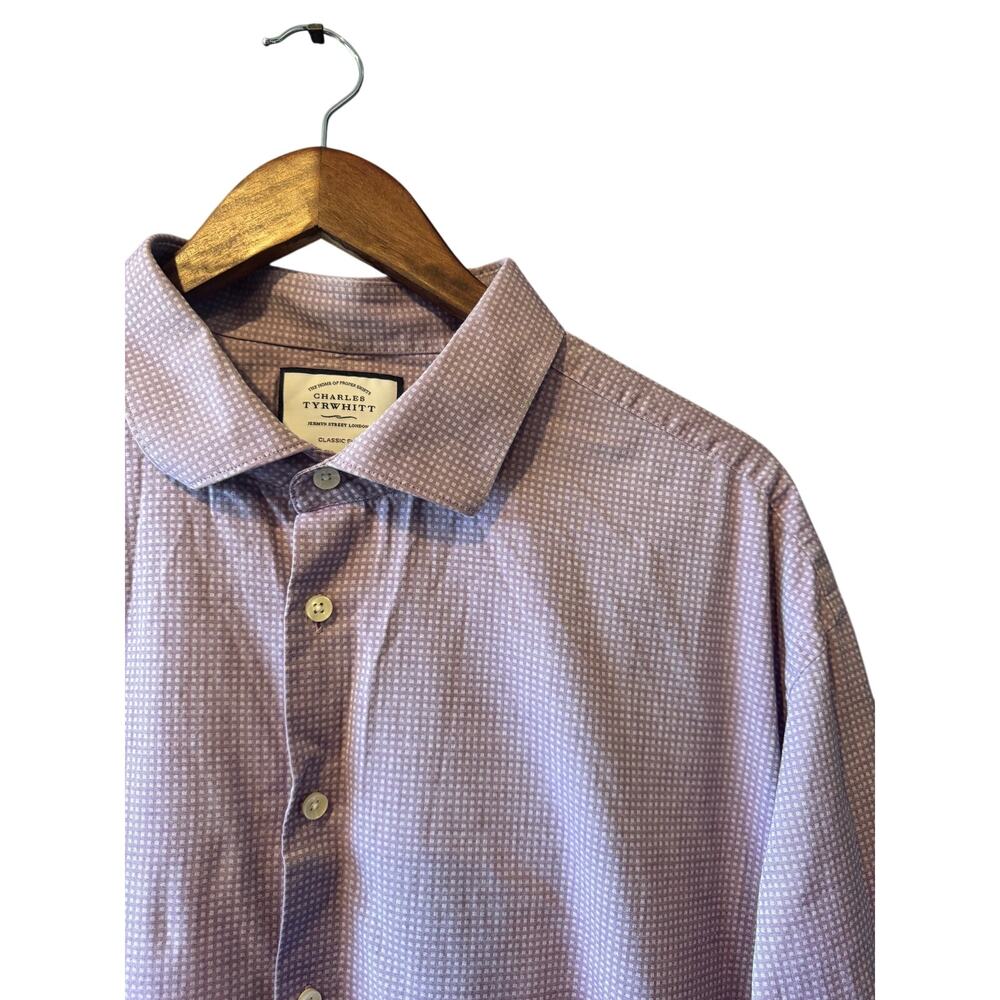 Charles Tyrwhitt | 100% Cotton Purple/White Check Classic Fit Shirt | 19/37